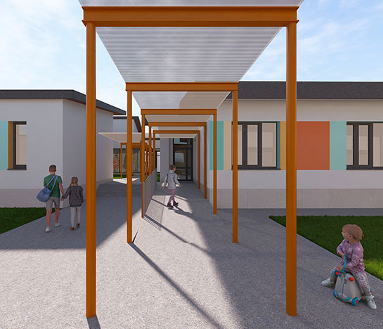 Plesso scolastico e Municipio, Merlino
